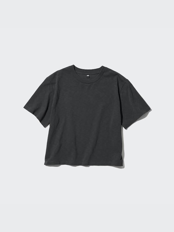 Slub Jersey Crew Neck Cropped T-Shirt