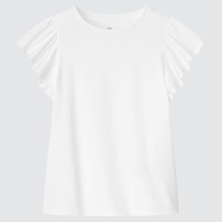 Girls Smooth Cotton Frill Short Sleeved T-Shirt