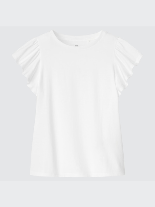 SMOOTH COTTON FRILL SHORT SLEEVE T-SHIRT