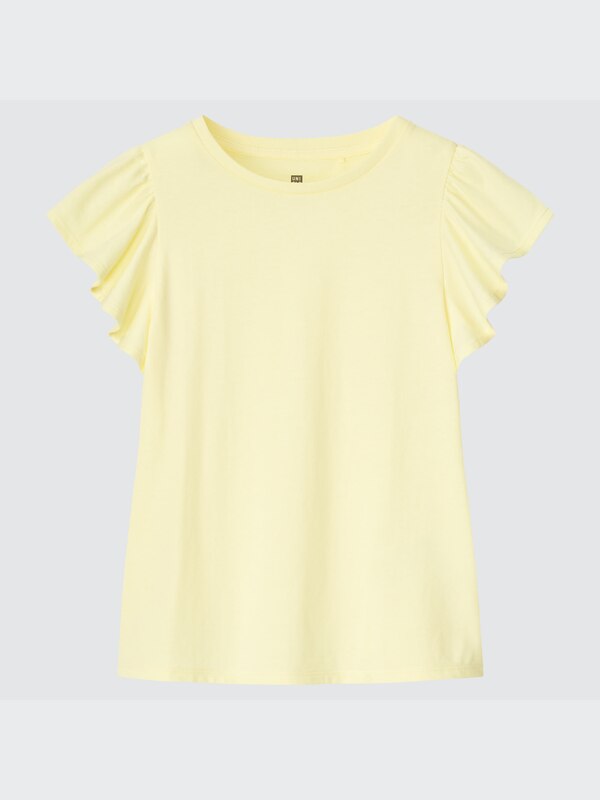 Smooth Cotton Frilled Short-Sleeve T-Shirt