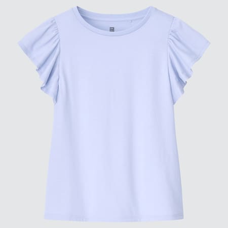 Girls Smooth Cotton Frill Short Sleeved T-Shirt