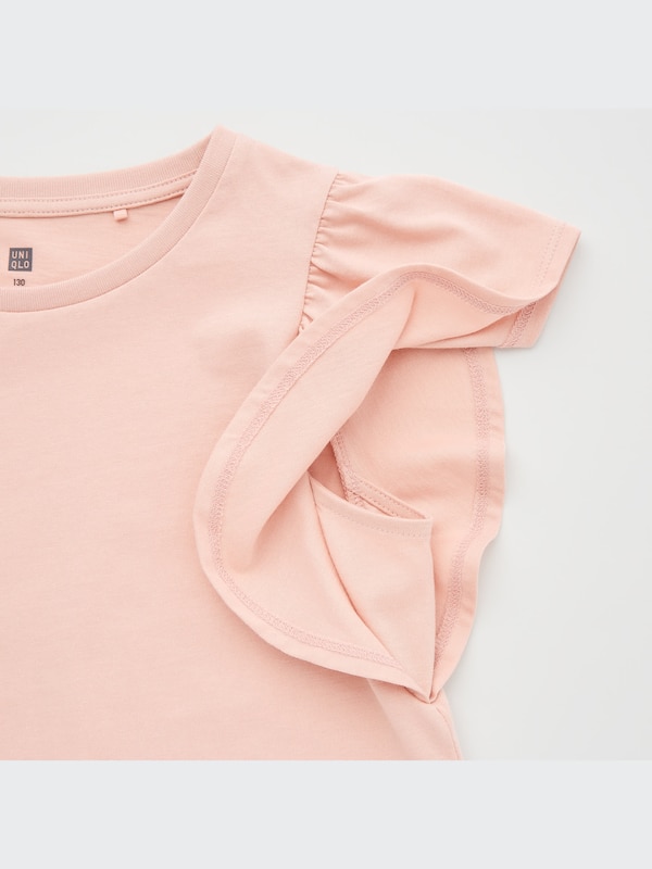 Smooth Cotton Frilled Short-Sleeve T-Shirt