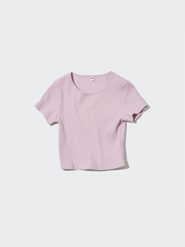Ribbed Cropped Short Sleeve T-Shirt