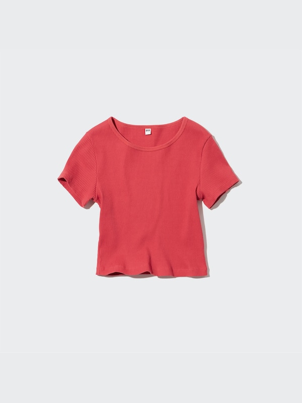 Ribbed Cropped Short Sleeve T-Shirt