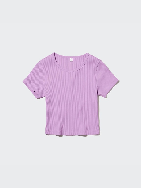 Ribbed Cropped Short Sleeve T-Shirt | UNIQLO US