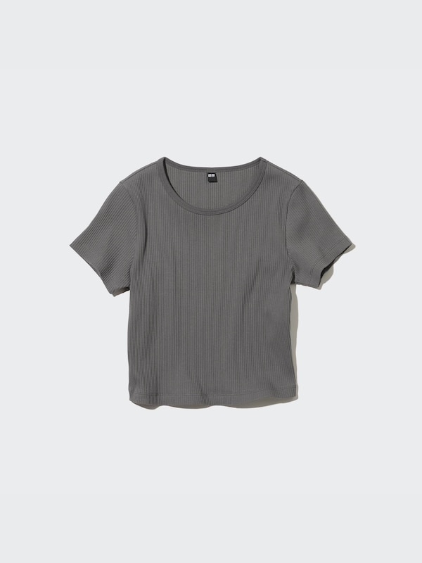 Ribbed Cropped Short Sleeve T-Shirt