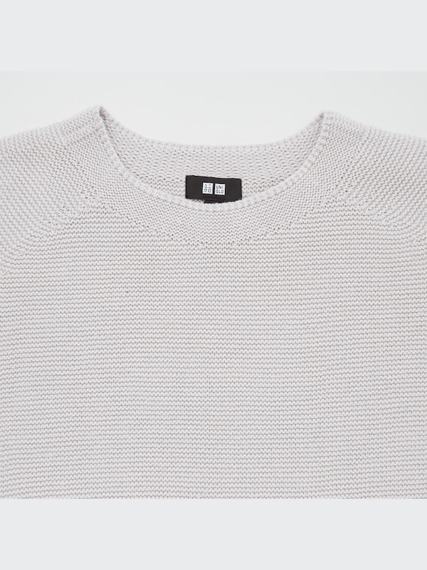 3D Knit Crew Neck Long-Sleeve Sweater