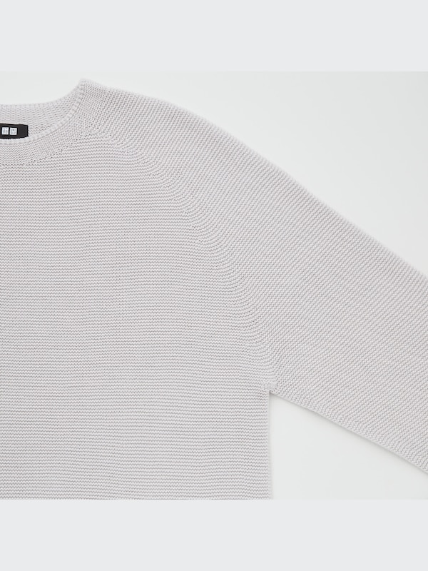 3D Knit Crew Neck Long-Sleeve Sweater