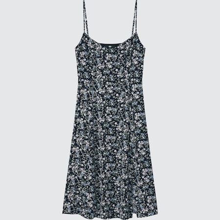 Women Printed Front Slit Camisole Dress