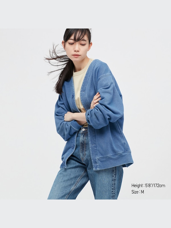Indigo Dye Sweat Cardigan