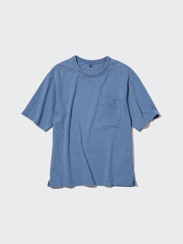 Indigo Dye Crew Neck Short-Sleeve T-Shirt