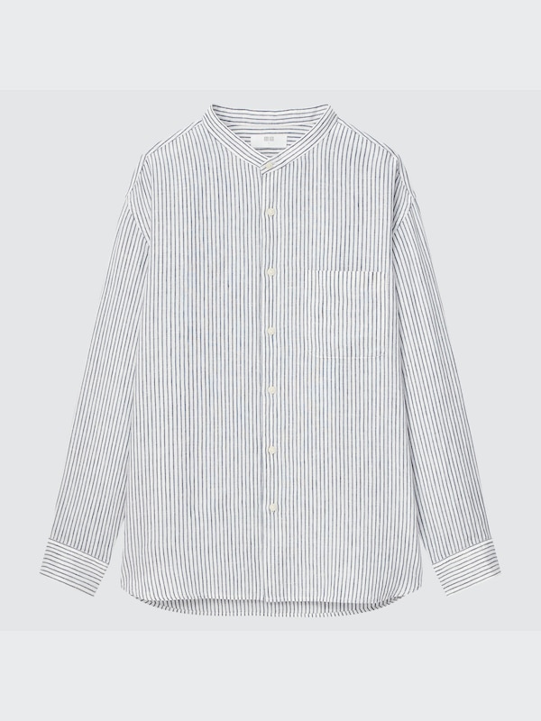 Premium Linen Stand Collar Long-Sleeve Shirt