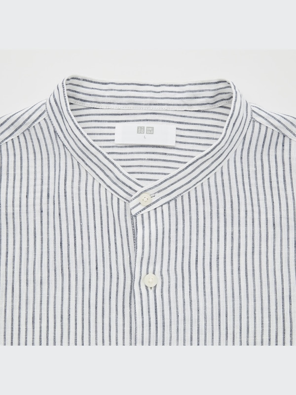 Premium Linen Stand Collar Long-Sleeve Shirt
