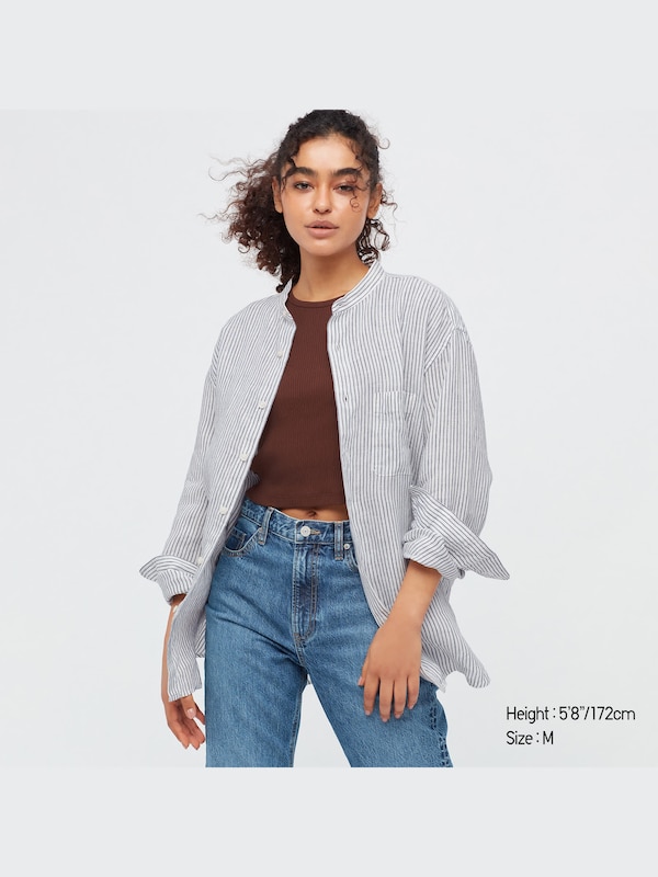 Premium Linen Stand Collar Long-Sleeve Shirt