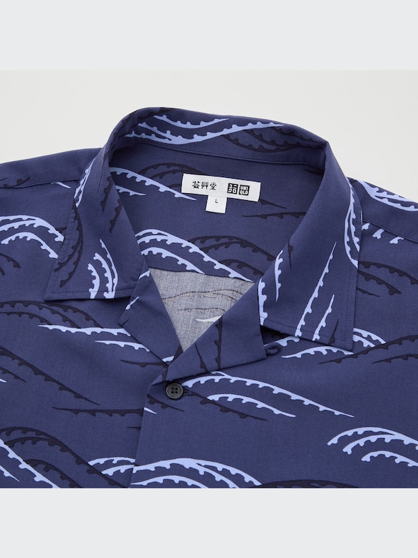 Printed Open Collar Short-Sleeve Shirt (Unsodo)