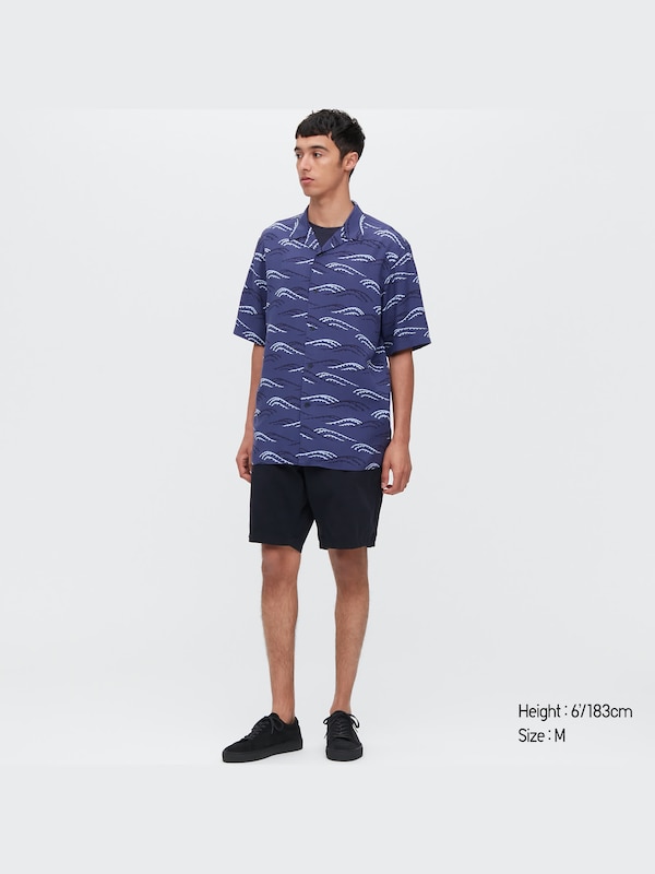 Printed Open Collar Short-Sleeve Shirt (Unsodo)