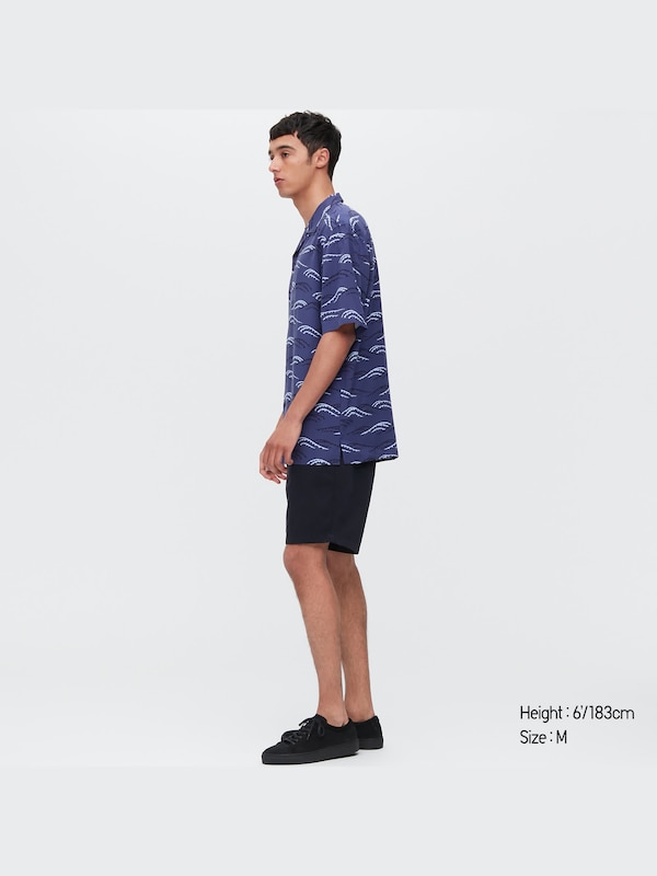 Printed Open Collar Short-Sleeve Shirt (Unsodo)