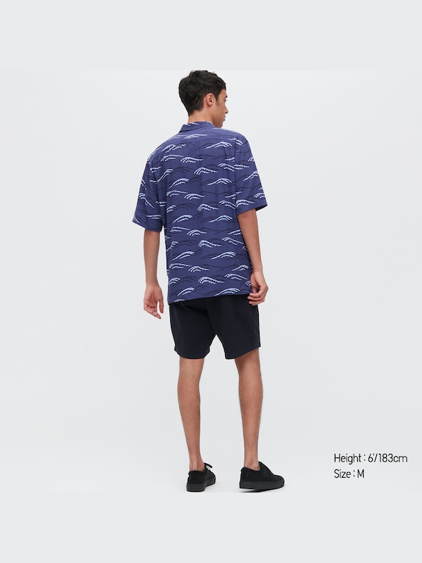 Printed Open Collar Short-Sleeve Shirt (Unsodo)