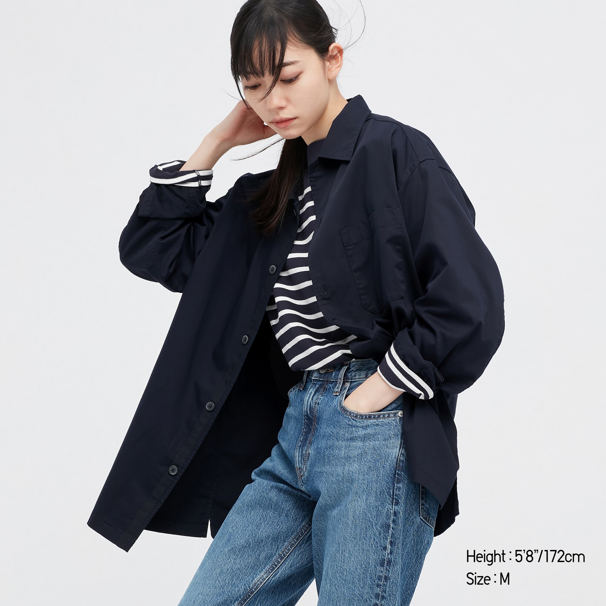 Extra Fine Cotton Twill Oversized Long-Sleeve Shirt