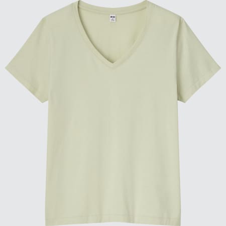 T-Shirt en Coton Supima Col V Femme