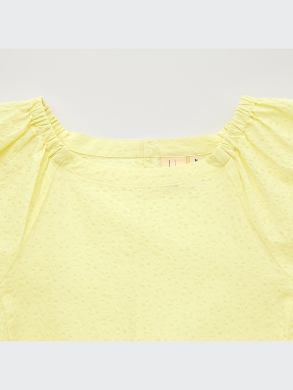 Textured Cotton Volume Sleeve Dress (Hana Tajima)