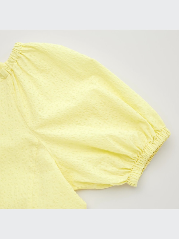 Textured Cotton Volume Sleeve Dress (Hana Tajima)