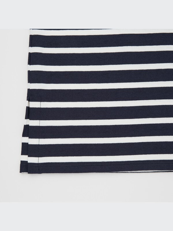 STRIPED BOAT NECK LONG SLEEVE DRESS
