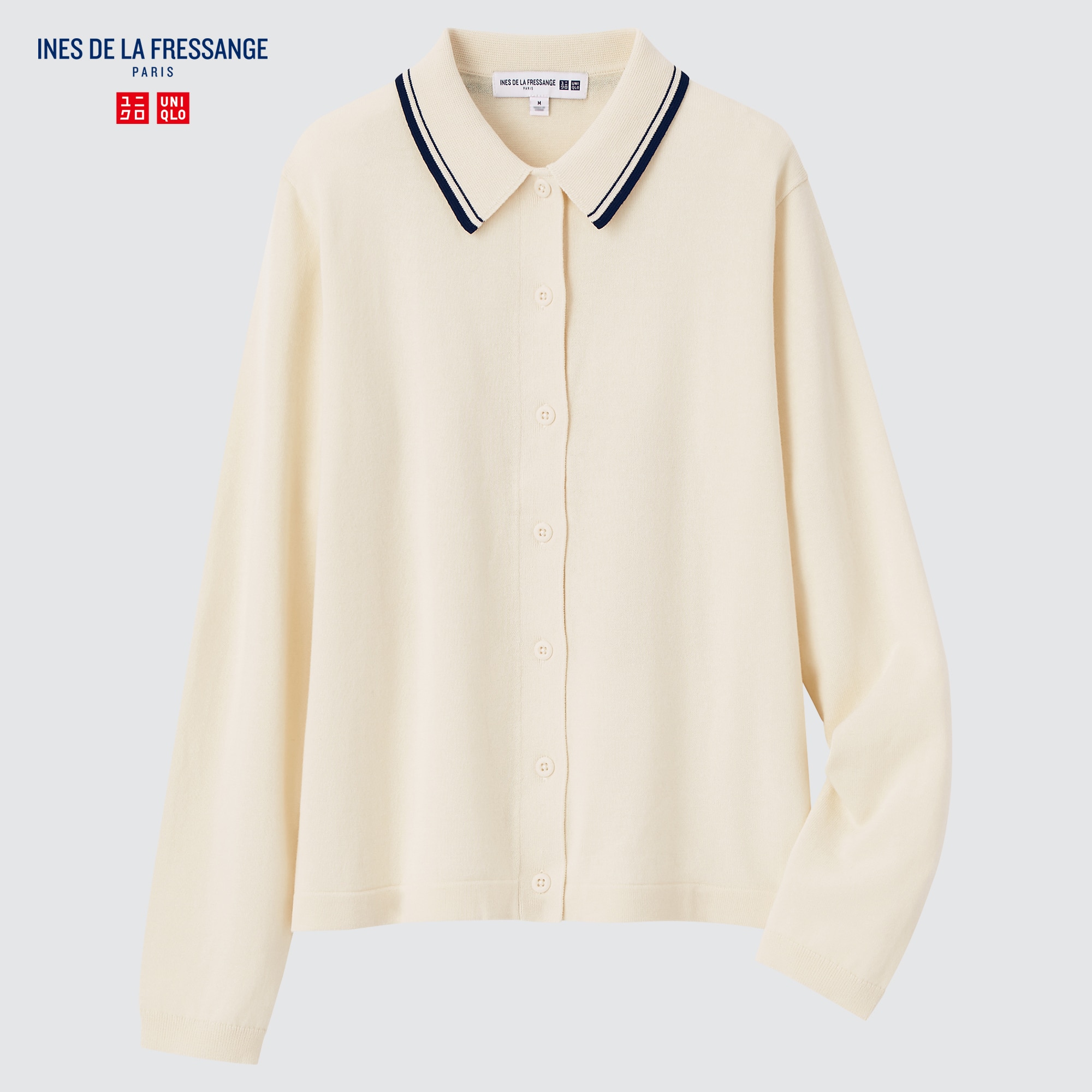 Knitted Long-Sleeve Polo Cardigan (Ines de la Fressange) | UNIQLO US