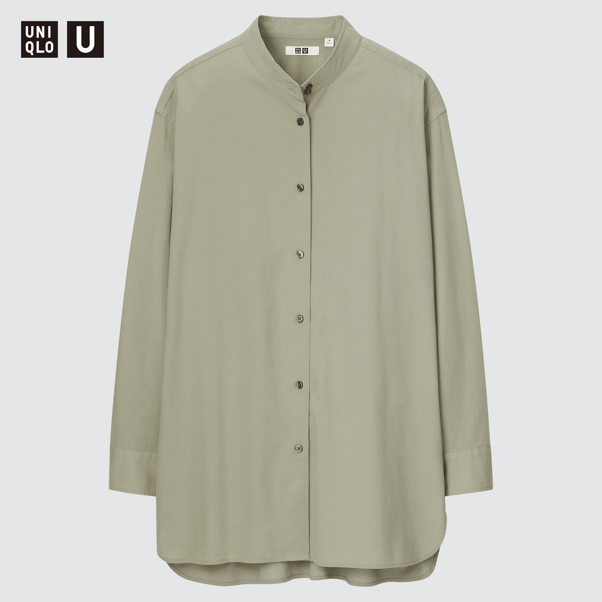 UNIQLO U STAND COLLAR LONG SLEEVE LONG SHIRT