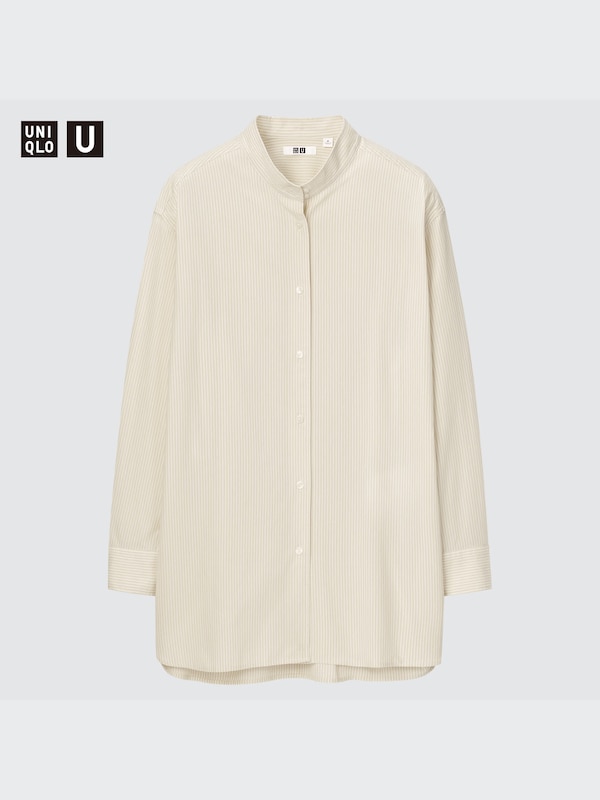 UNIQLO U STAND COLLAR LONG SLEEVE LONG SHIRT