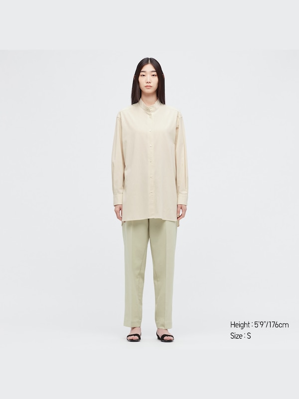 UNIQLO U STAND COLLAR LONG SLEEVE LONG SHIRT