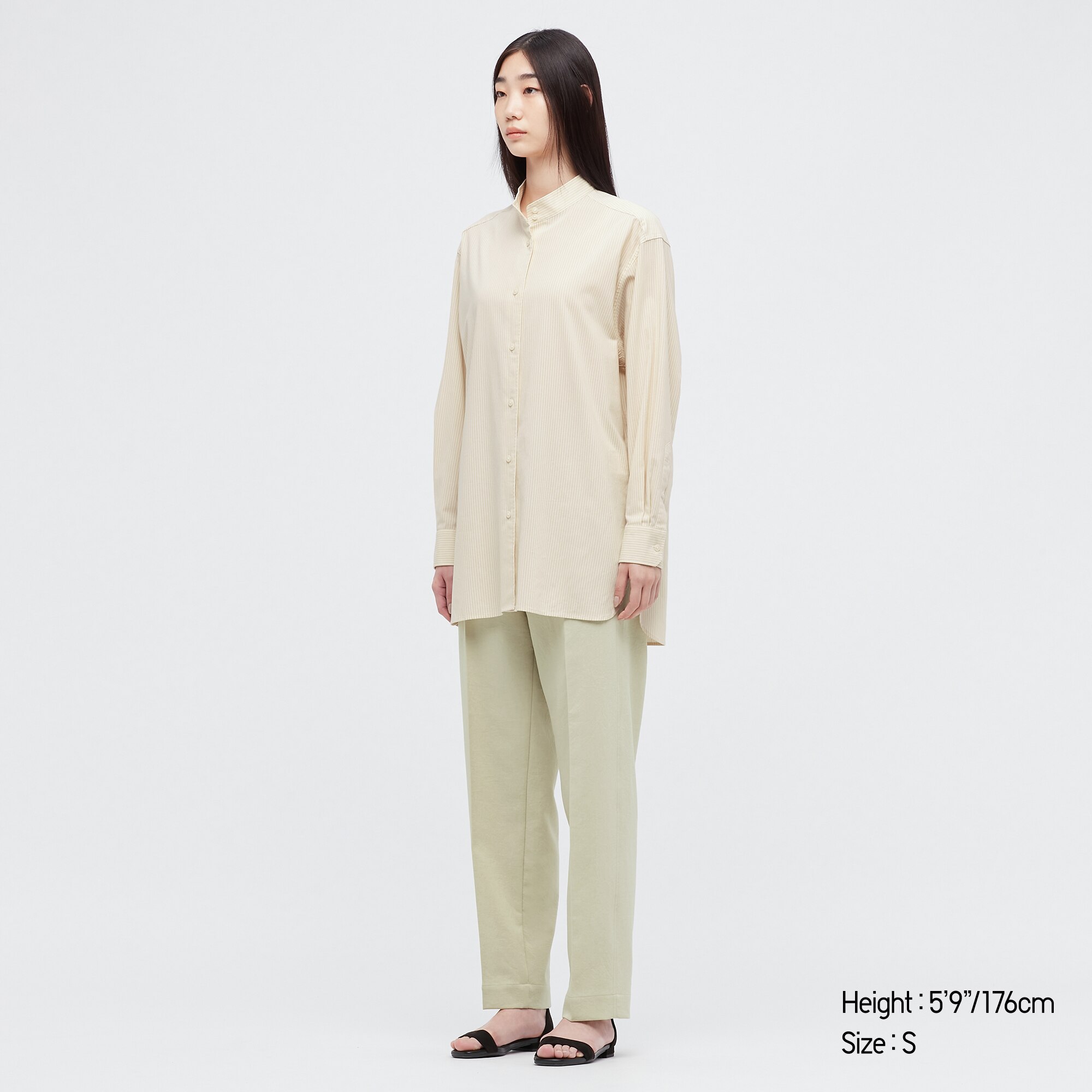 UNIQLO U STAND COLLAR LONG SLEEVE LONG SHIRT