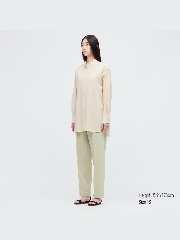 UNIQLO U STAND COLLAR LONG SLEEVE LONG SHIRT
