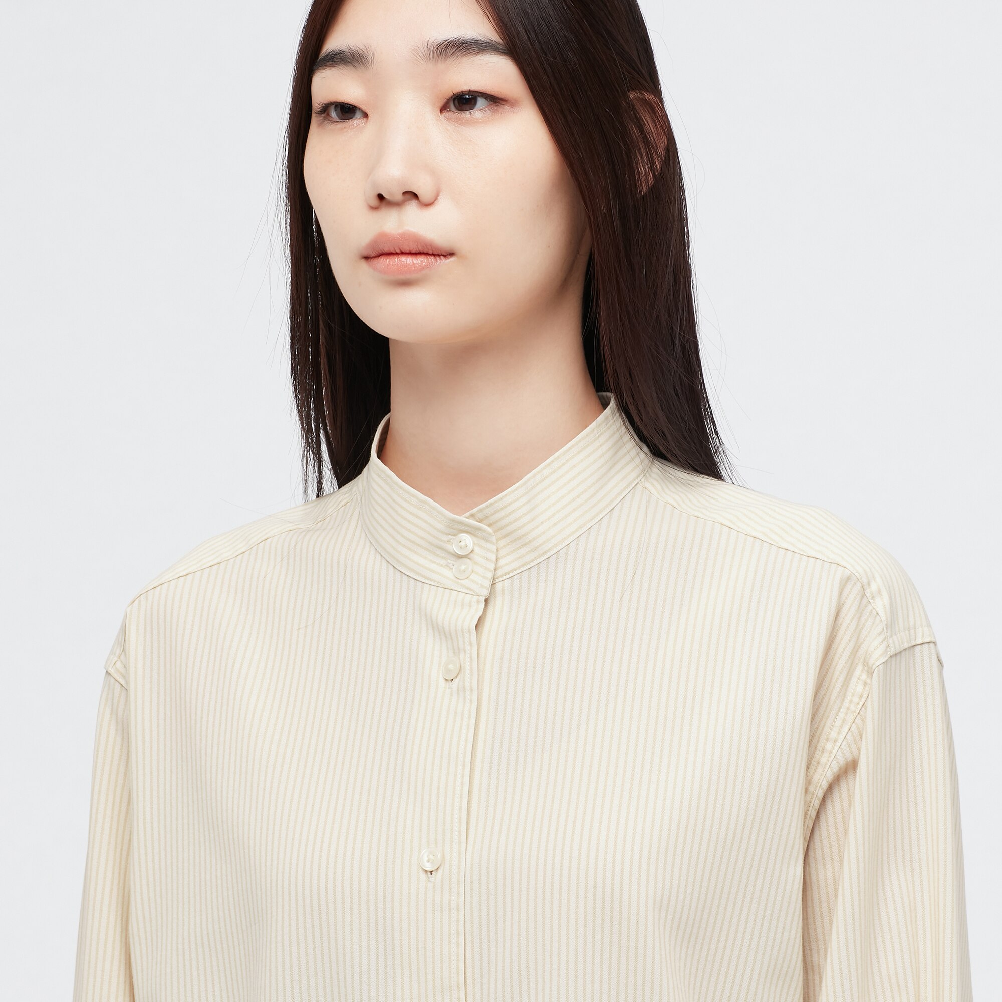 UNIQLO U STAND COLLAR LONG SLEEVE LONG SHIRT