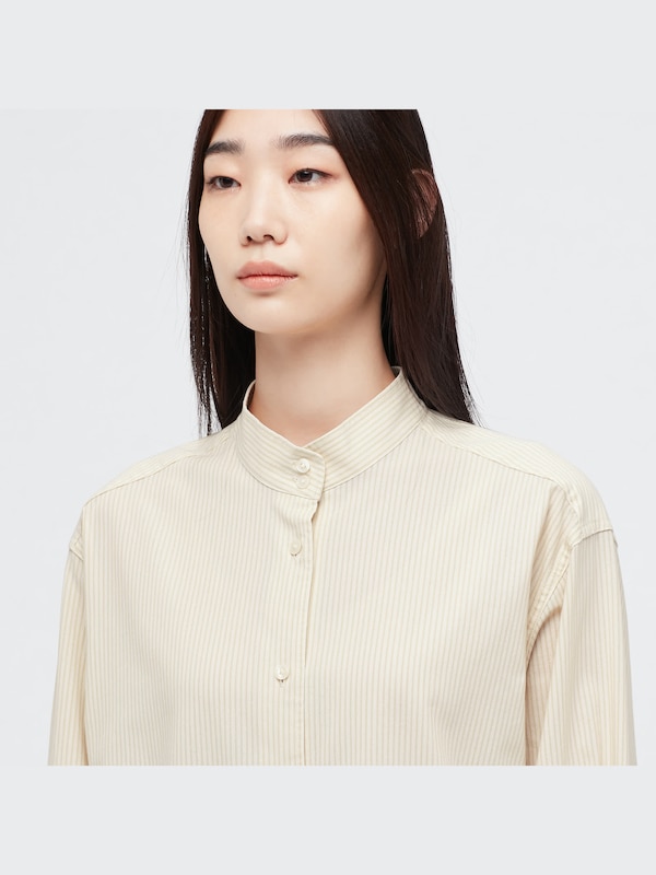 UNIQLO U STAND COLLAR LONG SLEEVE LONG SHIRT