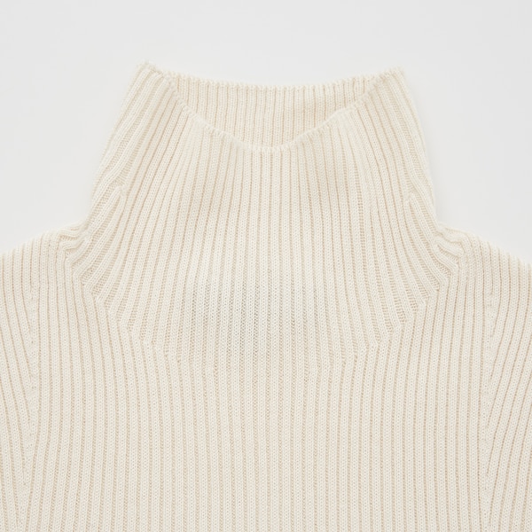 Mame Kurogouchi 3D Knit Ribbed High-Neck Long-Sleeve Sweater | UNIQLO US