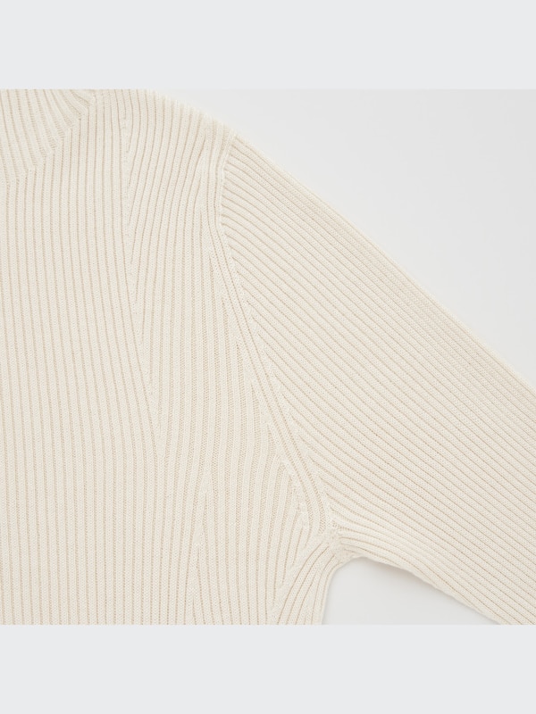Mame Kurogouchi 3D Knit Ribbed High-Neck Long-Sleeve Sweater