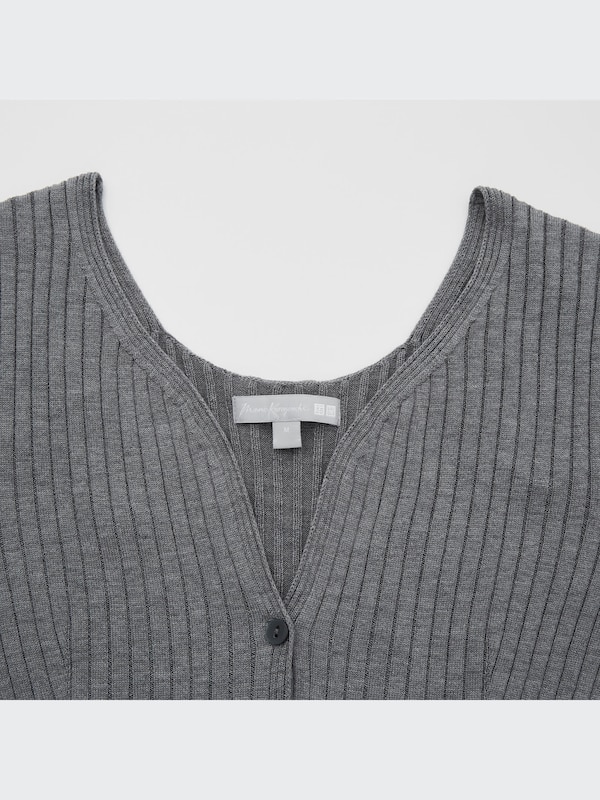 Mame Kurogouchi 3D Knit Ribbed Long Long-Sleeve Cardigan