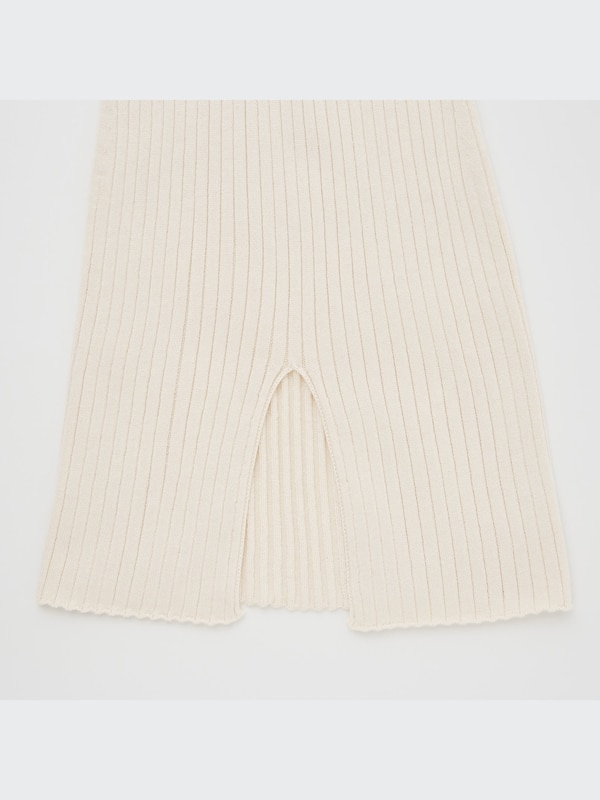 MAME KUROGOUCHI 3D KNIT RIBBED FRONT SLIT LONG PANTS