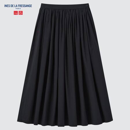 Women Ines de la Fressange Cotton Linen Blend Gathered Skirt