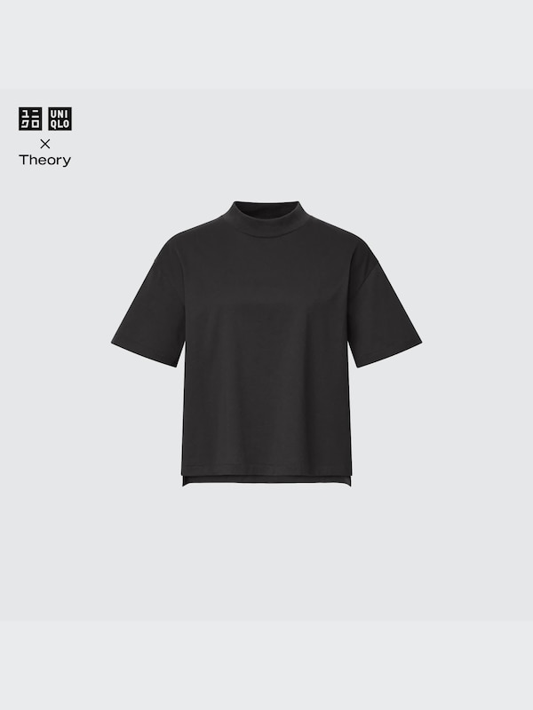 AIRism Cotton Mock Neck Short-Sleeve T-Shirt (Theory)