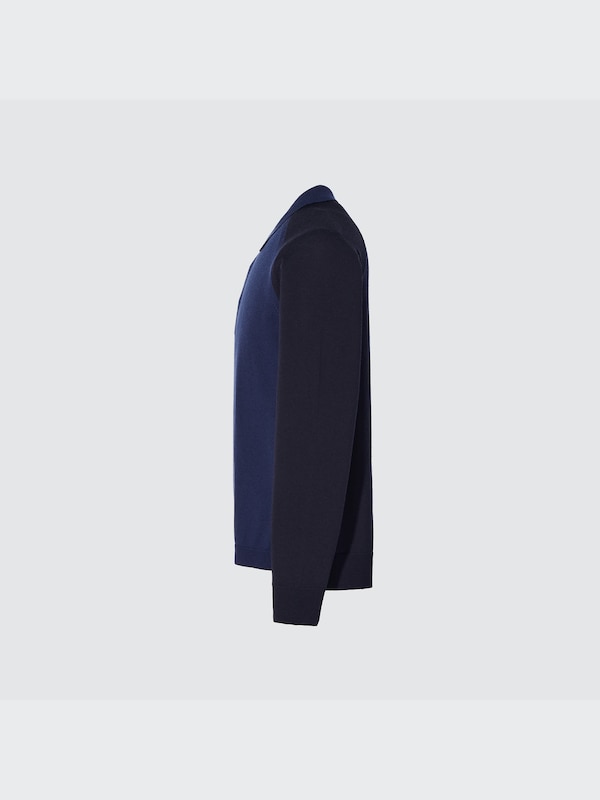 +J Merino Blend Knitted Long-Sleeve Polo Shirt