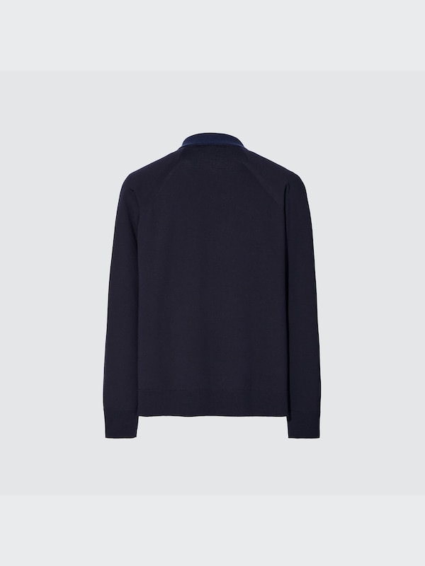 +J Merino Blend Knitted Long-Sleeve Polo Shirt