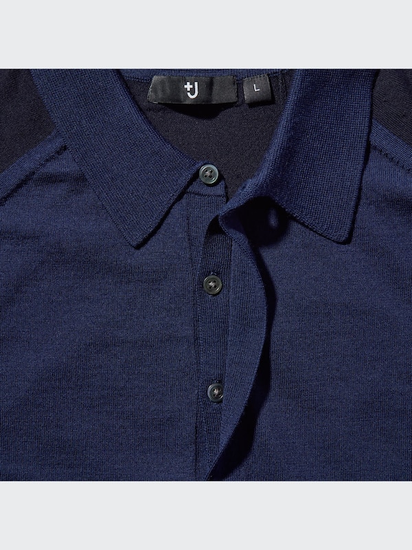 +J Merino Blend Knitted Long-Sleeve Polo Shirt