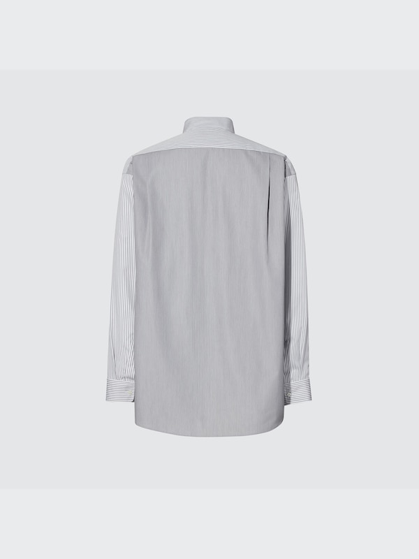 +J Supima® Cotton Oversized Stand Collar Long-Sleeve Shirt