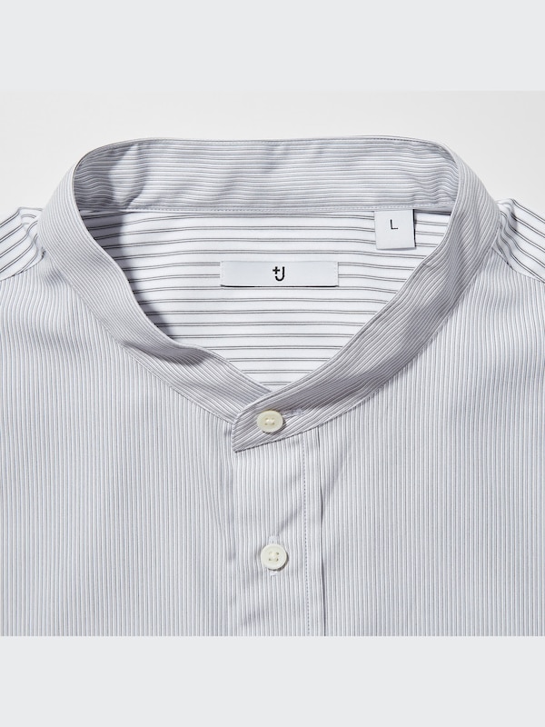 +J Supima® Cotton Oversized Stand Collar Long-Sleeve Shirt