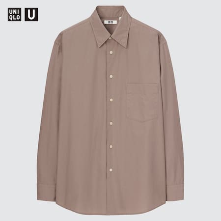 Men Uniqlo U Cotton Linen Blend Shirt (Regular Collar)