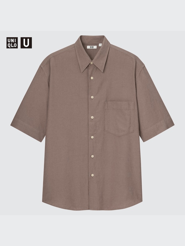 UNIQLO U LINEN BLEND OVERSIZED HALF SLEEVE SHIRT