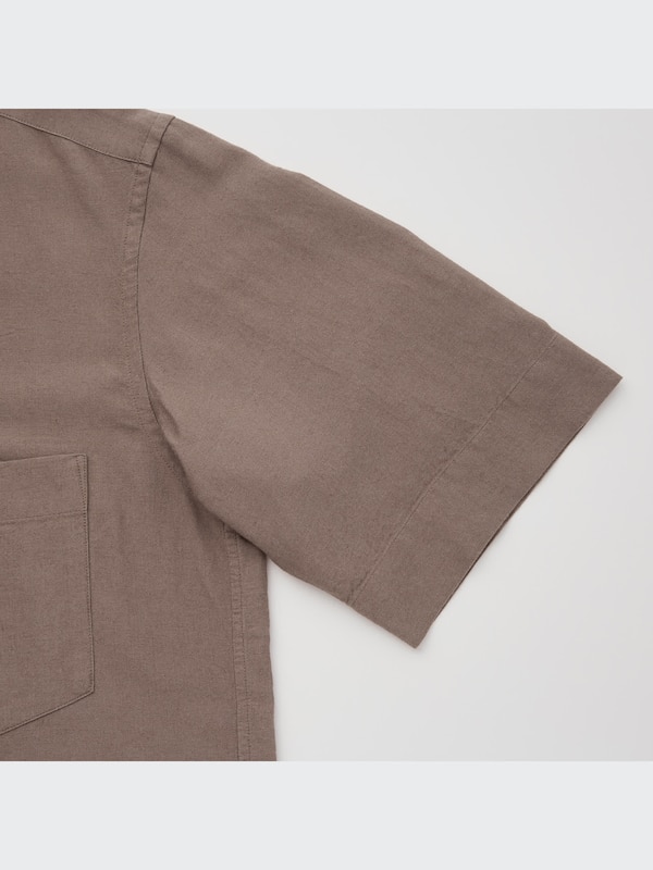 U Linen-Blend Oversized Half-Sleeve Shirt