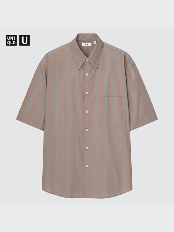 U OVERSIZED STRIPED HALF SLEEVE SHIRT